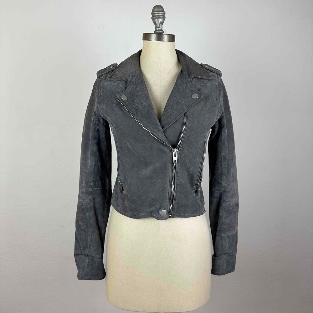 C&C California Leather Biker Epaulet Jacket Size XS